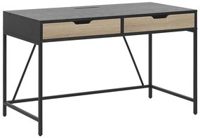 Elegáns Íróasztal Fekete És Világos Fa Színben 120 x 60 cm JENA Beliani