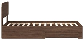 vidaXL Ágykeret fejtámlával fiókkal Barna Tölgy 100 x 200 cm Faanyag