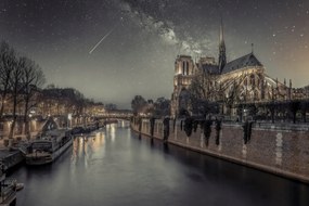 Poszter 60x40cm Notre-Dame de Paris éjszaka, Assaf Frank