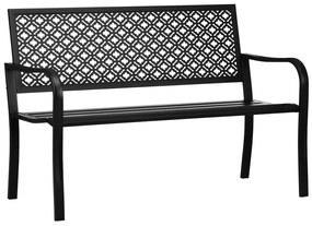 Kerti pad 2 személyes, acél háttámlával és karfával, virágmintával, max 280 kg, fekete, 127