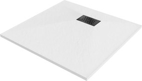 Mexen Hugo, négyzet alakú zuhanytálca SMC 70 x 70 cm, fehér, fekete huzat, 42107070-B