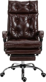 Vinsetto Ergonomikus Executive Irodai Szék Műbőr Kárpitozással, Forgatható Irodai Szék Állítható Magassággal, 135°-os Dőléssel és Behúzható Lábpihentő