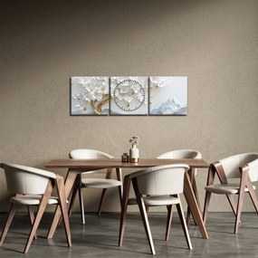 Kép – 3D elegáns életfa (órával) (90x30 cm)