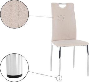 Étkezőszék, bézs Dulux Velvet szövet/króm, OLIVA NEW