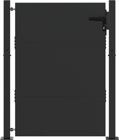 vidaXL Kerti kapu zárral Fekete 105 x 130 cm Porszórt acél