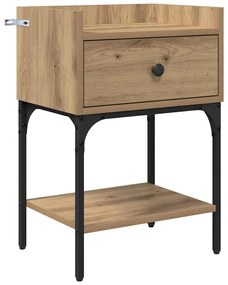 Éjjeli asztal 2 pcs kézműves tölgy 40 x 29 x 60 cm Faanyag