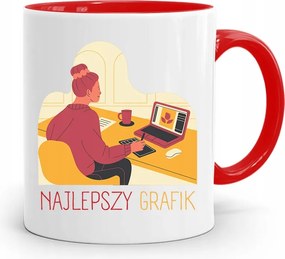 Piros Bögre Ajándék A Legjobb Grafikusnak, fényképes nyomtatással