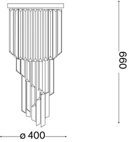 Ideal Lux-Kristály csillár CARLTON 8xE14/40W/230V átm. 40cm fényezett króm