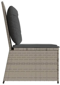 világosszürke polyrattan dönthető kerti kanapé párnákkal