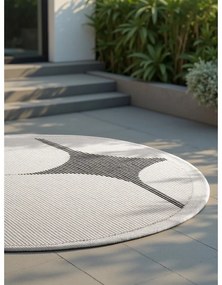 Fekete-fehér kerek kültéri-beltéri szőnyeg ø 160 cm Duet Bowen – NORTHRUGS