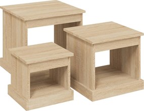 vidaXL 3 db sonoma tölgy színű szerelt fa dohányzóasztal