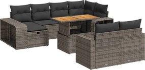 vidaXL 11 részes szürke polyrattan kerti ülőgarnitúra párnákkal