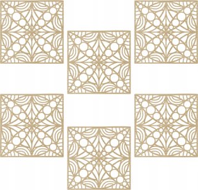 Bögrealátét 6 Db-os áttört fa Asztali Dekoráció Minta 5