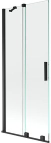 Mexen Velar, 2 szárnyas eltolható kádparaván 80 x 150 cm, 8mm átlátszó üveg, fekete matt, 896-080-000-01-70