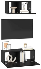 TV szekrény garnitúra 2 pcs Musta tammi 80 x 30 x 30 cm Faanyag