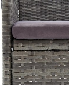 3 részes szürke polyrattan kerti étkezőgarnitúra párnákkal