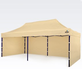 Kerti pavilon 3×6 m – összecsukható 3 fallal | BRIMO® - plusz 3 oldalfal - Bézs