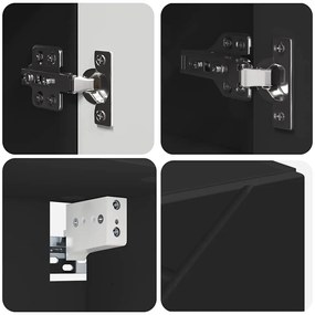 Fürdőszobai tükörszekrény Fekete 80 x 17 x 55 cm Faanyag