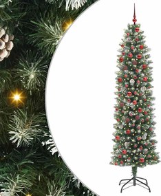 vidaXL Mű Karcsú Karácsonyi Fa 300 LED-del Zöld és Fehér 210 cm