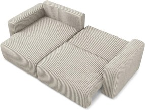 Bézs kordbársony kinyitható-tárolóhelyes sarokkanapé (bal oldali-heverő résszel) Kona – Makamii