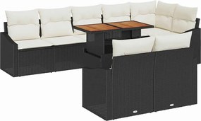 vidaXL Kerti Kanapé Szett párnával párnával 9 pcs Fekete és Krém