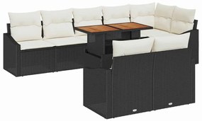 vidaXL Kerti Kanapé Szett párnával párnával 9 pcs Fekete és Krém