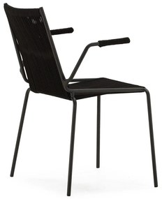 Fekete fém karfás-rakásolható étkezőszék szett 2 db-os Emily – Marckeric