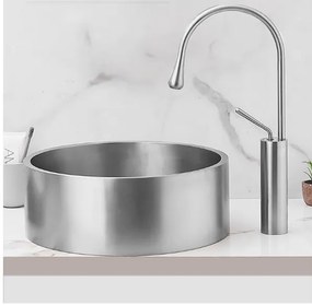 ROUND 40 kerek szatén acél mosdókagyló KLIKK DUGÓVAL