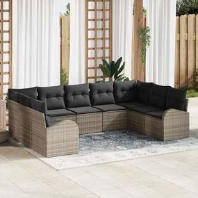 vidaXL Kanapé Szett párnával 9 pcs Szürke Poly Rattan