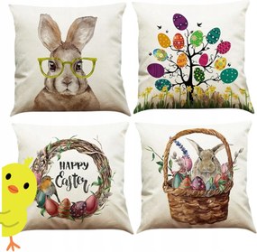 Párnahuzat 45X45 CM Dekoratív Húsvéti Tavaszi 4 db
