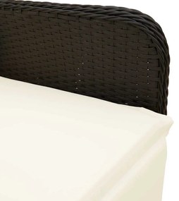 9 részes fekete polyrattan kerti bisztrógarnitúra párnákkal