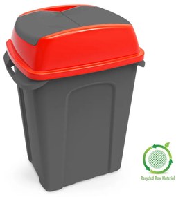Planet Hippo Billenős Szelektív hulladékgyűjtő szemetes, műanyag, antracit/piros, 25L