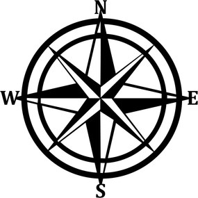 Compass fém fali dekoráció, 55×55 cm