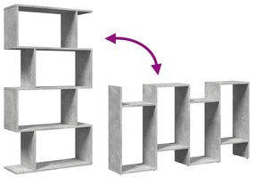 4 szintes betonszürke fa térelválasztó könyvespolc 70x24x129 cm