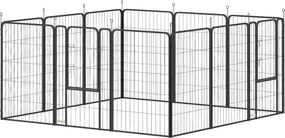 PawHut Kiskutya Játéktér - 12 Panelekből Álló Kiskutya Kerítés 68x100 cm - Minden Ajtóval, Földbe Verhető Stakesekkel, Flexibilis, Összecsukható Védőb
