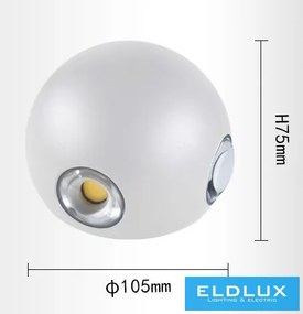 UNIVERSO fali lámpa LED 10w 1200lm 4000k IP65 ∅105×75mm fehér
