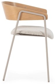 Világosszürke-natúr színű kárpitozott karfás étkezőfotel szett 2 db-os Cora – MOME