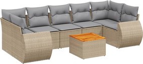 vidaXL 8 részes bézs polyrattan kerti ülőgarnitúra párnával
