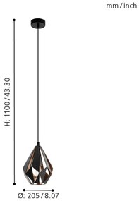 Eglo 49997 - Csillár zsinóron CARLTON 1xE27/60W/230V