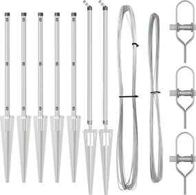 vidaXL Kerítésoszlop 7 pcs Ezüst Acél