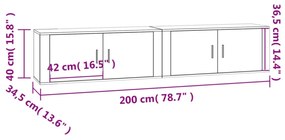 2 db füstös tölgy színű fali TV-szekrény 100 x 34,5 x 40 cm