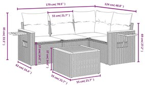 5 részes bézs polyrattan kerti ülőgarnitúra párnákkal