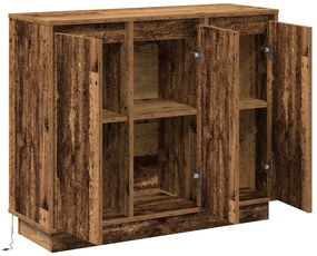 LED-es oldalszekrény Régi fa 90x32x75 cm Mérnök fa