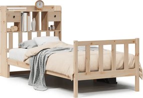 vidaXL tömör fenyőfa könyvespolcos ágy matrac nélkül 90 x 200 cm