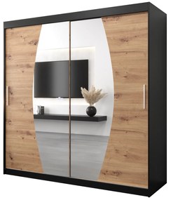 Ruhásszekrény 200 cm Eclipse (matt fekete + artisan tölgy). 1063433