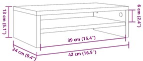 Régi fa forgácslap monitorállvány 42 x 24 x 13 cm