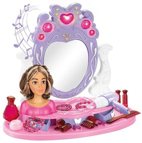 Játék fésülködőasztal babafejjel