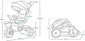 Lionelo - Gyermek tricikli TRIS rózsaszín/szürke