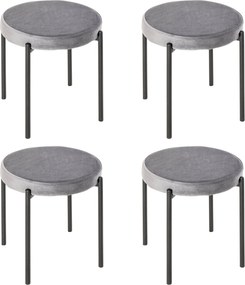 HOMCOM 4 db-os Összeilleszthető Étkezőszék Konyhai Stóllal Párnázott Üléssel, Velvet Hatású, Fém Sötétszürke 41,5 x 41,5 x 46 cm | Aosom