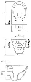 Cersanit Mille, System50 MECH süllyesztett keret + Mille Plus CleanOn fali WC csésze + fekete MOVI II gomb, S701-756